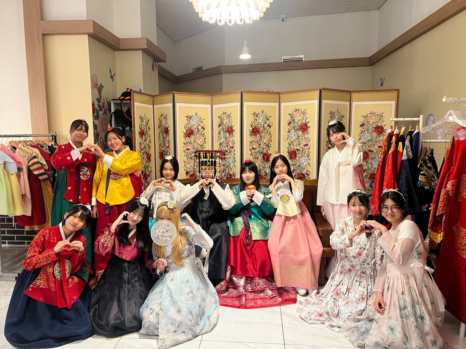 Students wearing traditional Korean hanbok